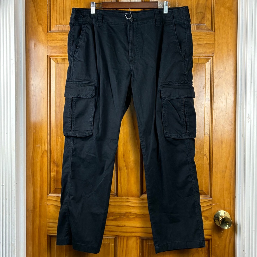Goodfellow & Co Mens Black Cargo Pants 38x30 Straight Leg Utility Trousers